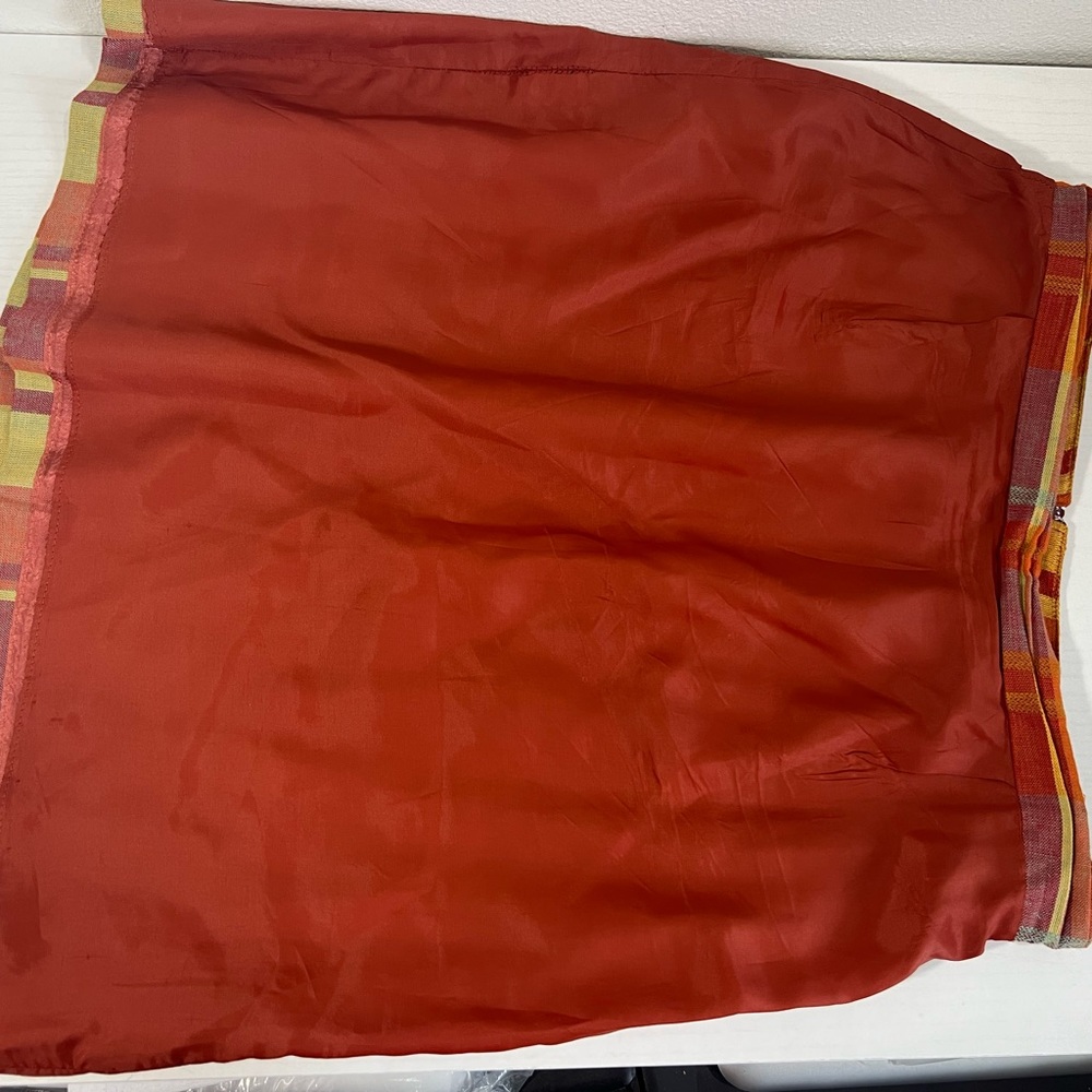 Vintage plaid skirt by Hunters Run orange rust linen skirt lined zip at back| 12 - Picture 7 of 12